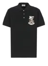 Moschino Graphic Print Polo Shirt With Side Slits In Black
