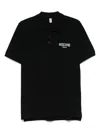 Moschino Cotton Polo Shirt Gold Accents In Black