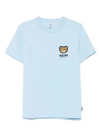 Moschino Teddy Bear Signature Leo Teddy Graphic T-shirt In Blue