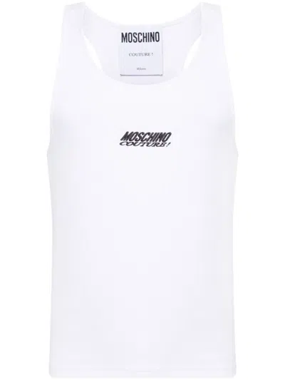 Moschino Logo-embroidered Tank Top In White