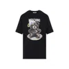 Moschino Black Cotton T-shirt With Playful Bear Graphic In Black