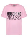Moschino Jeans Logo-printed Crewneck T-shirt In Pink