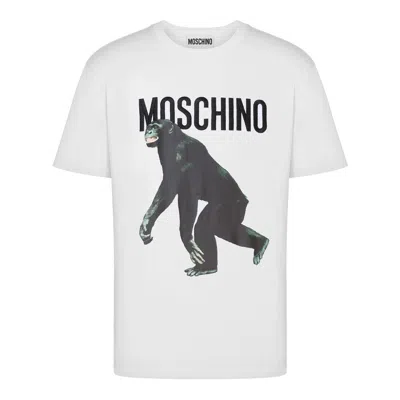 Moschino Organic Cotton T-shirt With Logo Embroidery In Yellow