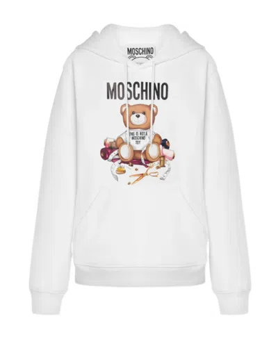 Moschino Tailor Teddy Bear Hooded Hoodie In White