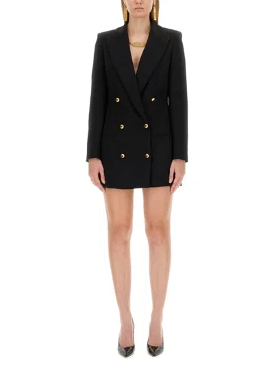 Moschino Double-breasted Mini Dress In Black