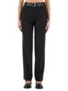 Moschino Straight Fit Wool Pants With Pockets In Black