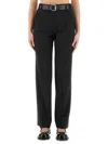 Moschino Straight Fit Wool Pants With Pockets In Black
