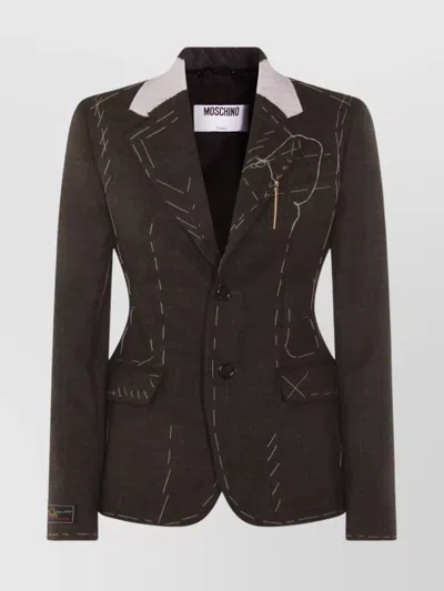 Moschino Tailored Jacket Notched Lapels In Brown