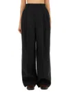 Moschino High Waist Wide Leg Trousers In Black