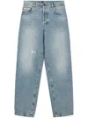Moschino Tailored Straight-leg Trousers In Cotton In Blue