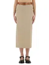 Moschino Wool Twill Skirt Tailored Twist In Neutral