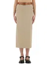 Moschino Wool Twill Skirt Tailored Twist In Neutral