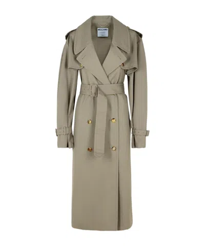 Moschino Tailored Twist Trench Coat In Green