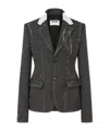 Moschino Notched Lapel Tailored Suit Jacket In Gray