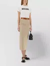 Moschino Wool Twill Skirt Tailored Twist In Neutral