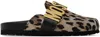 Moschino Tan & Black Leopard Logo Mules In 300 Brown Leopard
