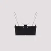 Moschino Stretch Poplin Crop Top With Pearls In Fantasia Nero