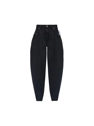 Moschino Tapered High-waisted Cotton Pants With Pleated Front In Black