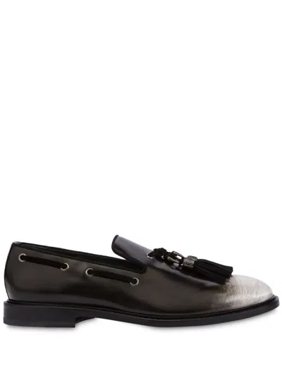 Moschino Tassel-detail Leather Loafers In Black