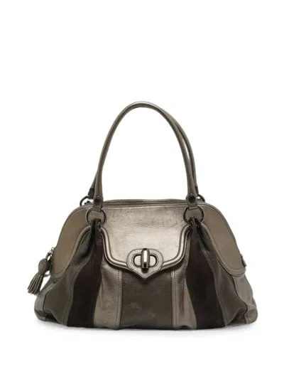 Pre-owned Moschino Tassel Metallic Shoulder Bag In Silver