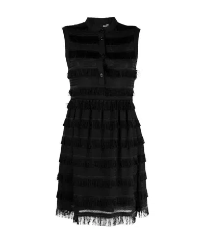 Moschino Tassel-rimmed Sleeveless Dress In Black