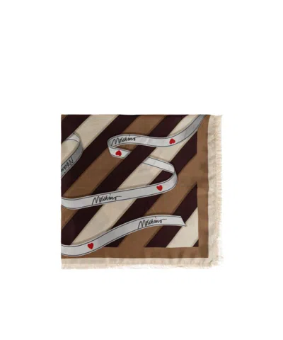 MOSCHINO RIBBON-STRIPED SILK SCARF