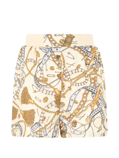Moschino Tassel-print Shorts In Neutral