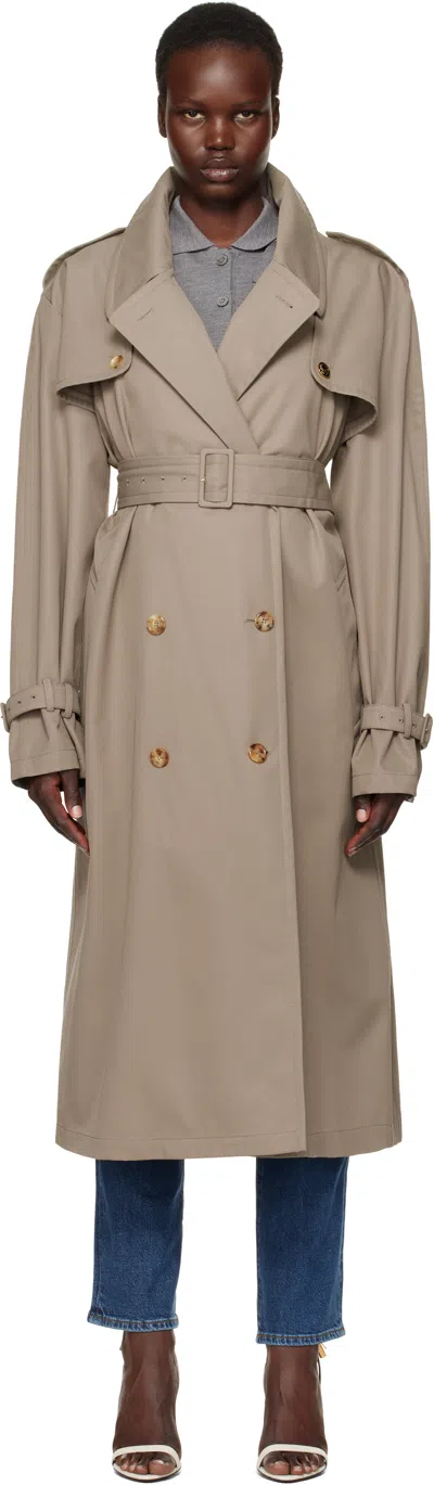 Moschino Taupe Gabardine Tailored Twist Trench Coat In 0082 Beige