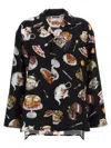 Moschino Tea Time Printed Silk Satin Shirt In Multi