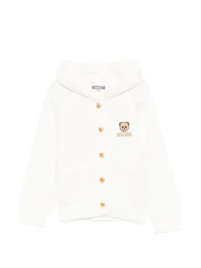 Moschino Babies' Teddy Appliqué Hooded Jacket In White