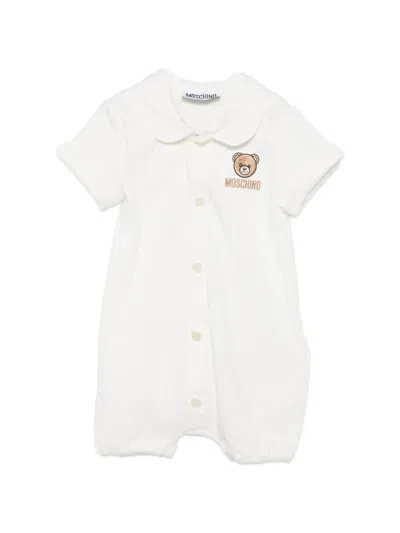 Moschino Babies' Teddy Appliqué Romper In White
