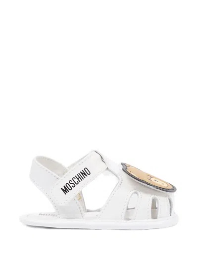 Moschino Baby Teddy Bear Leather Sandals In White