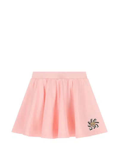 Moschino Kids' Teddy Appliqué Skirt In Pink