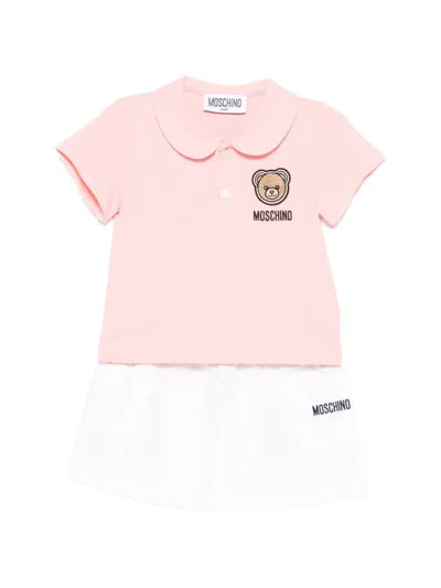 Moschino Babies' Teddy Appliqué Skirt Set (set Of Two) In Pink