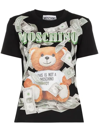 Moschino Teddy Banknote T-shirt In Black