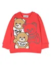 Moschino Teddy Bear- Print Cotton Sweatshirt In Red