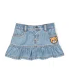 Moschino Baby Girls Teddy Bear Denim Skirt In Blue
