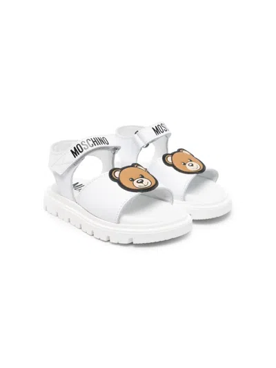 Moschino Kids' Teddy Bear Leather Sandals In White