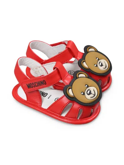 Moschino Babies' Teddy Bear-appliqué Sandals In Red