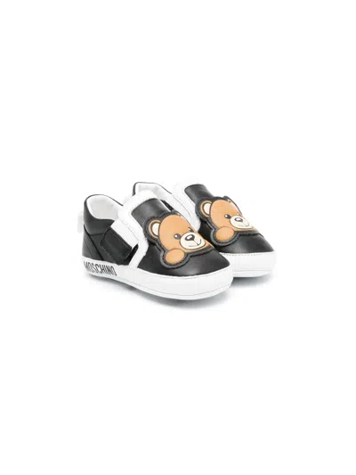 Moschino Babies' Teddy Bear Appliqué Sneakers In Black