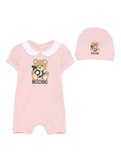 Moschino Teddy Bear Babygrow Set In Pink