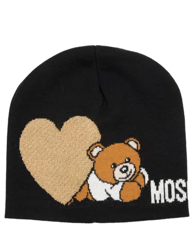 Moschino Teddy Bear Beanie In Black