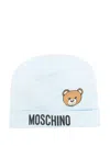Moschino Teddy Bear Logo Beanie In Blue