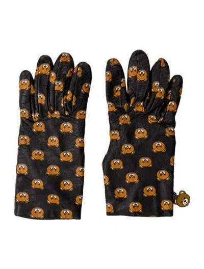 Pre-owned Moschino Teddy Bear Bear Gloves In Black