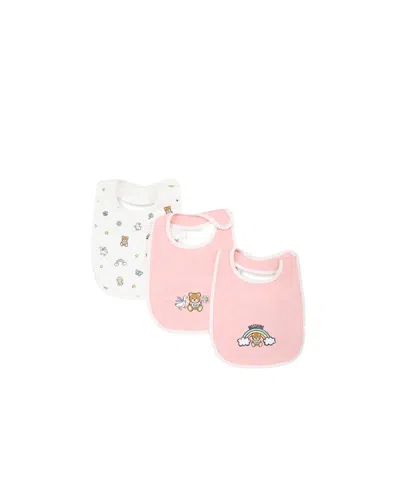 Moschino Teddy Bear Bib (pack Of Three) In Nude