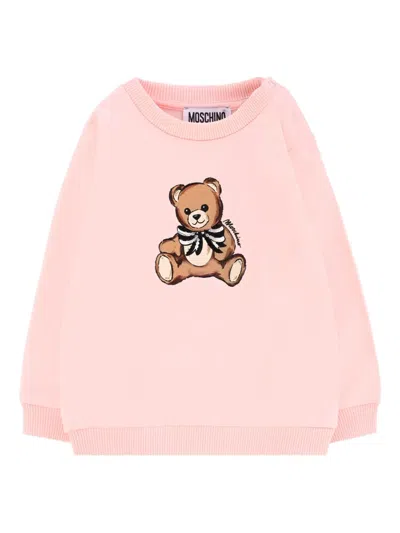 Moschino Babies' Teddy Bear-bow Sweatshirt In Pink