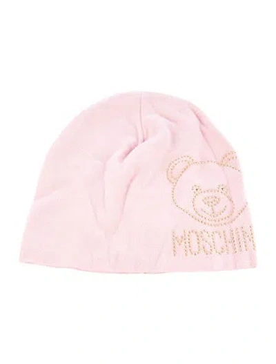 Pre-owned Moschino Teddy Bear Brand Logo Beanie W/tags In Gold/pink