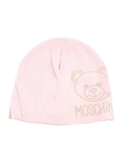Pre-owned Moschino Teddy Bear Brand Logo Beanie W/tags In Gold/pink