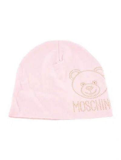 Pre-owned Moschino Teddy Bear Brand Logo Beanie W/tags In Gold/pink