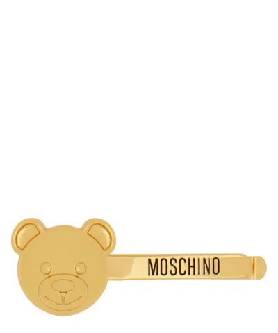 Moschino Teddy Bear Brooch In Gold